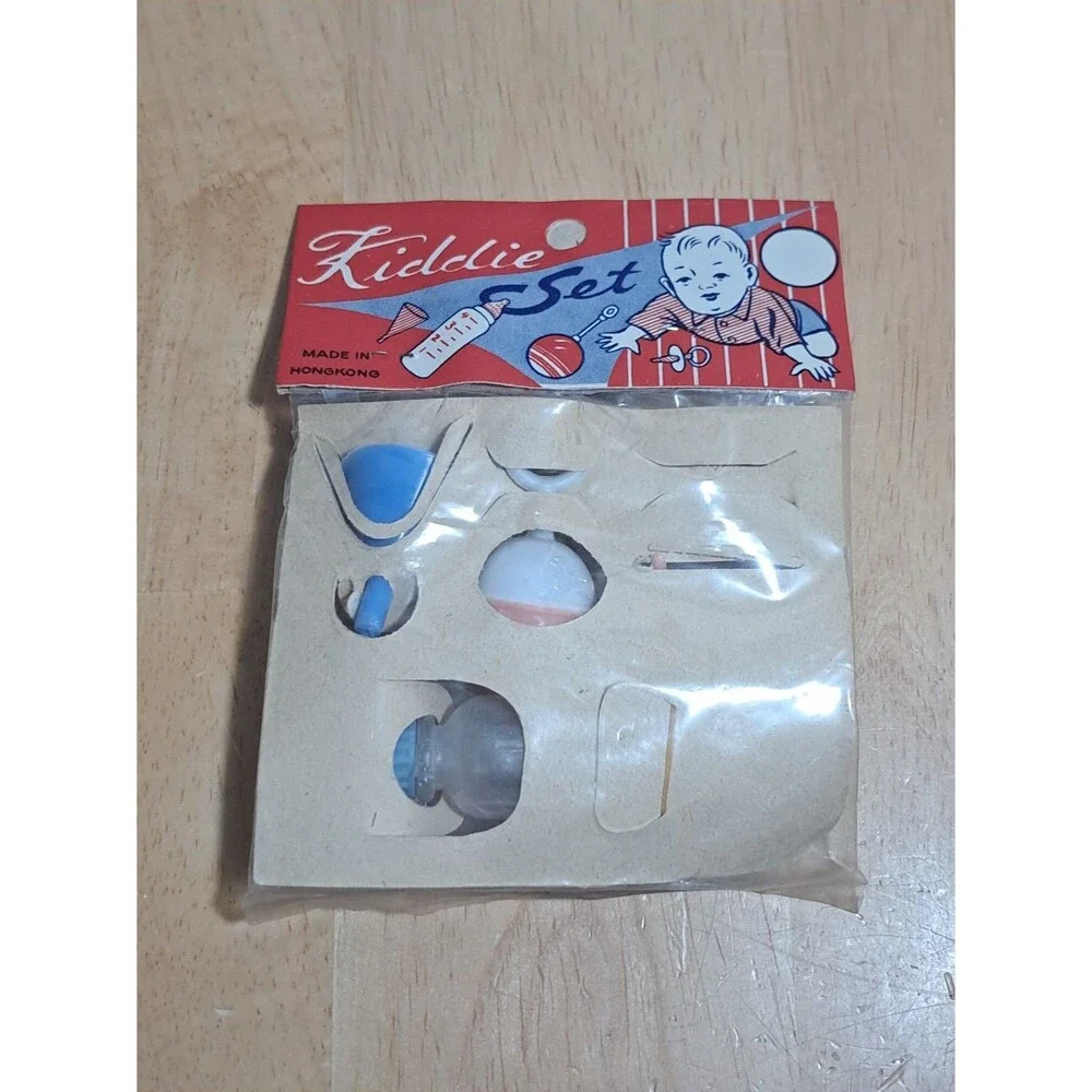 Kiddie Set Pacifier, Rattle, Funnel, Bottle & Cover Made in Hong Kong